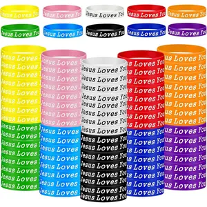 90 count  Loves You  Bracelets, Colorful Christian Wristbands Bulk,  Verse Rubber Bracelets Religious Bands for Men Women Party Favors Gifts Prizes