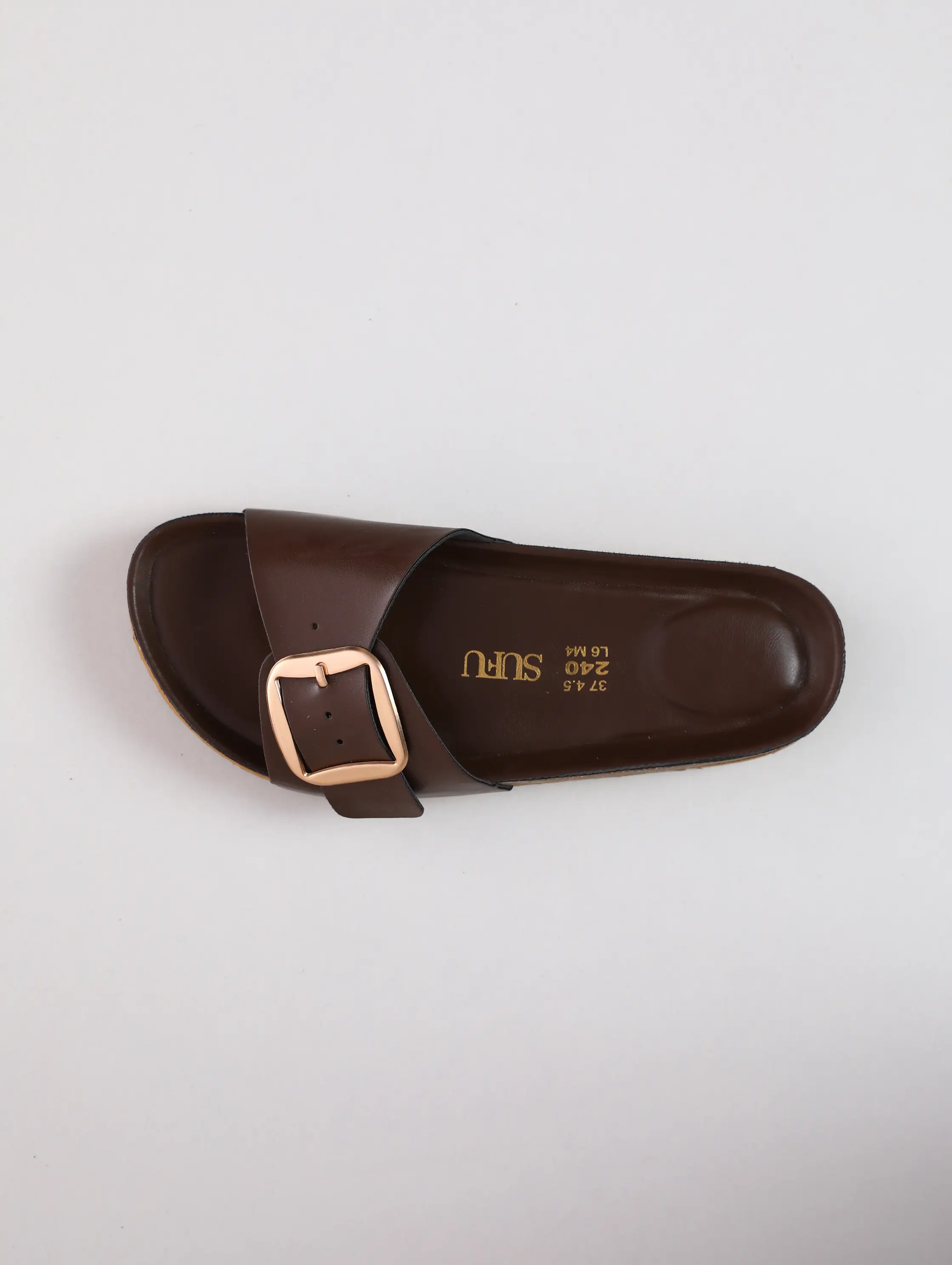 SUFU Summer Clogs Women's Footwear Mule Shoes PU Leather Slip On Sandals  with Gold Buckle Dark Brown Flipflop Slide for Casual Outings - TikTok Shop
