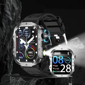 New 2026 Model Men's Style Smart Sports Watch with LED Light Wireless Watch with Call Reminder, Message Reminder, Sport Mode, Voice Assistant, Weather Push, Stopwatch, Timer, Stopwatch & Other Functions, Compatible with Android & iPhone Smartphones, Men's