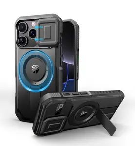 Dexnor for iPhone 16 Pro Case with Slide Camera Cover & Adjustable Kickstand, Magnetic Rugged Shockproof Bumper Cases Heavy-Duty Mangetic Protective Cover