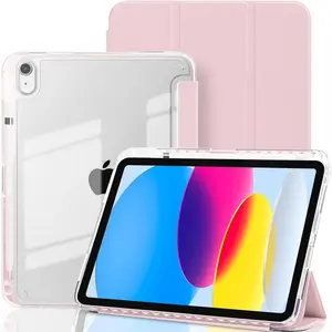 Fintie Case for iPad A16 11th Gen/iPad 10th Gen 10.9", Clear Back, Pencil Holder, Auto-Wake/sleep, Girly iPad Cover