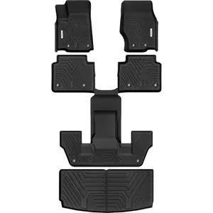 OEDRO Floor Mats & Cargo Liner Fit for Jeep Grand Cherokee L 2021-2025 6 Seat, TPE All Weather Custom Fit Floor Liner for 1-3 Rows and Trunk Full Set (Without Center Console)