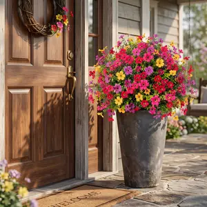 UV Resistant & Waterproof Artificial Flower Topiary Ball – Faux Flowers for Outdoor & Indoor Garden, Yard, Planter, Porch, Patio & Home Decor