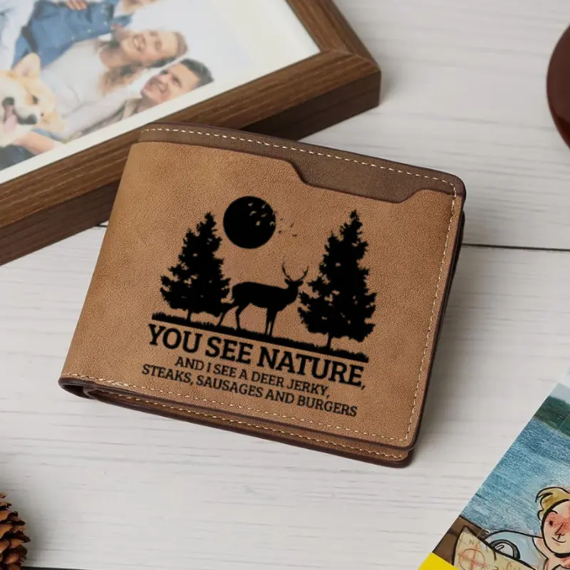 You see nature and I see a deer Camo Deer Leather Wallet,  Hunting Style Outdoor Wallet for Men,Hunting Camo Deer Wallet,  Rugged Outdoor Style Men’s Wallet
