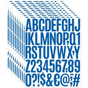 10 Sheets 500 count Vinyl Letter Stickers,2 inch Self Adhesive Alphabet Numbers Stickers  Mailbox Numbers Sticker Letters for Mailbox,Window,Door,Signs,, (Blue, 2 inch)