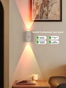 Smart Human Induction Hill Effect Light, Magnetic USB Rechargeable Closet Light, Stick-On Wall Lamp stair decorative lighting colorful sensor dimmable sconce