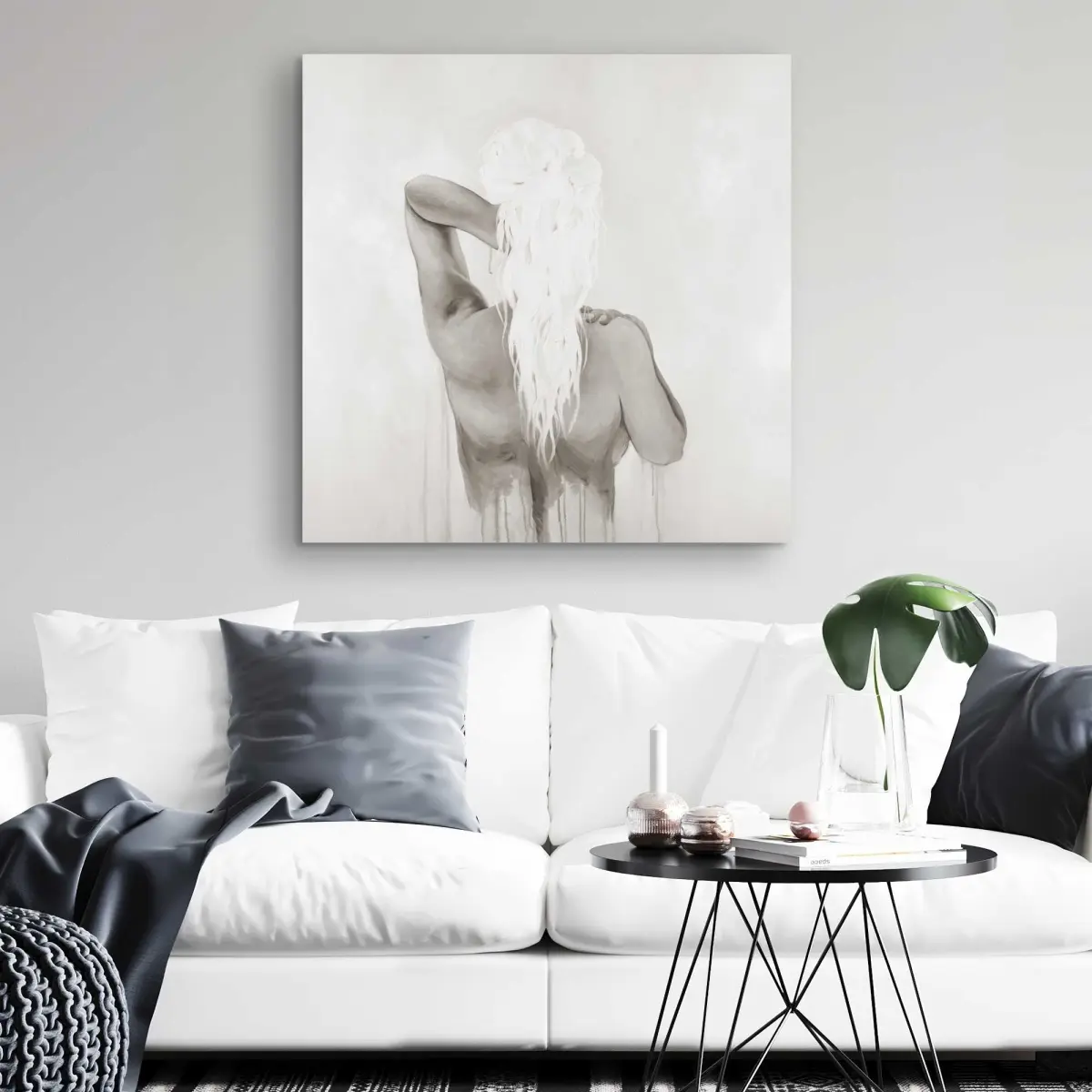 212 MAIN C1RC3232JH13RG 32x32 in. Sepia Tone Artistic Dreamy Woman Photo Wall Art Print, Artwork for Home-Office Room Decor
