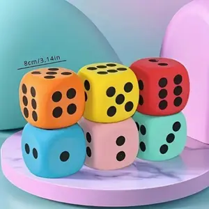 6 Random Color 1.5 Inch Large Soft Foam Dice Set, Perfect for Learning and Play, Ideal for Party Games, Birthdays, Christmas, Halloween
