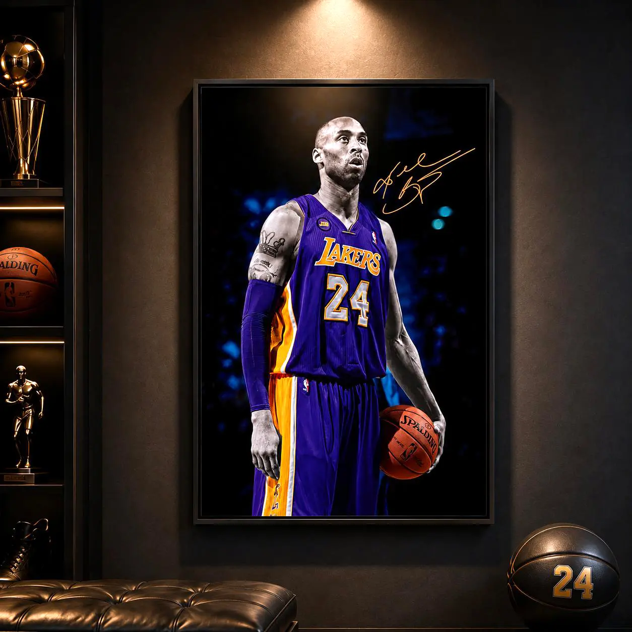 Kobe Bryant Canvas Wall Art Poster, Los Angeles Lakers NBA Basketball Print, Inspirational Sports Home Decor, Waterproof Canvas Decor for Bedroom Living Room Office Dorm Home Gym Man Cave, Basketball Wall Decor Gift for Men Teens Fans, Room Ornaments