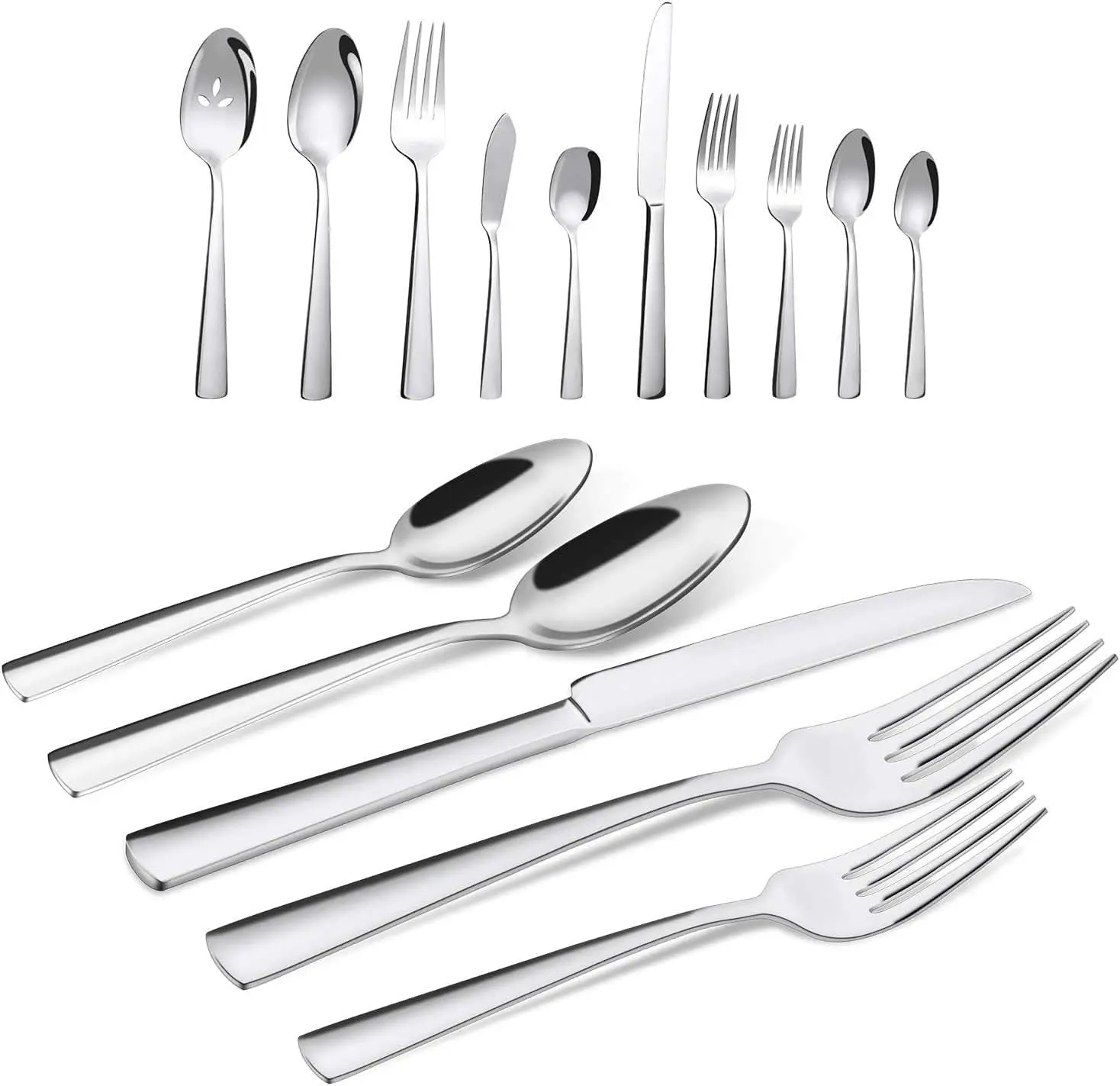 Brightown 65-Piece Silverware Set Stainless Steel Flatware Cutlery for 12 Ergonomic Design Dishwasher Safe Mirror Polish Gift Brightown 65-Piece Silverware Set Stainless Steel Flatware Cutlery for 12 Ergonomic Design Dishwasher Safe Mirror Polish Gift