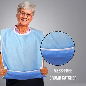 Stain-proof food cloth can be adjusted with pocket for food for the elderly care meals assisted rehabilitation bib
