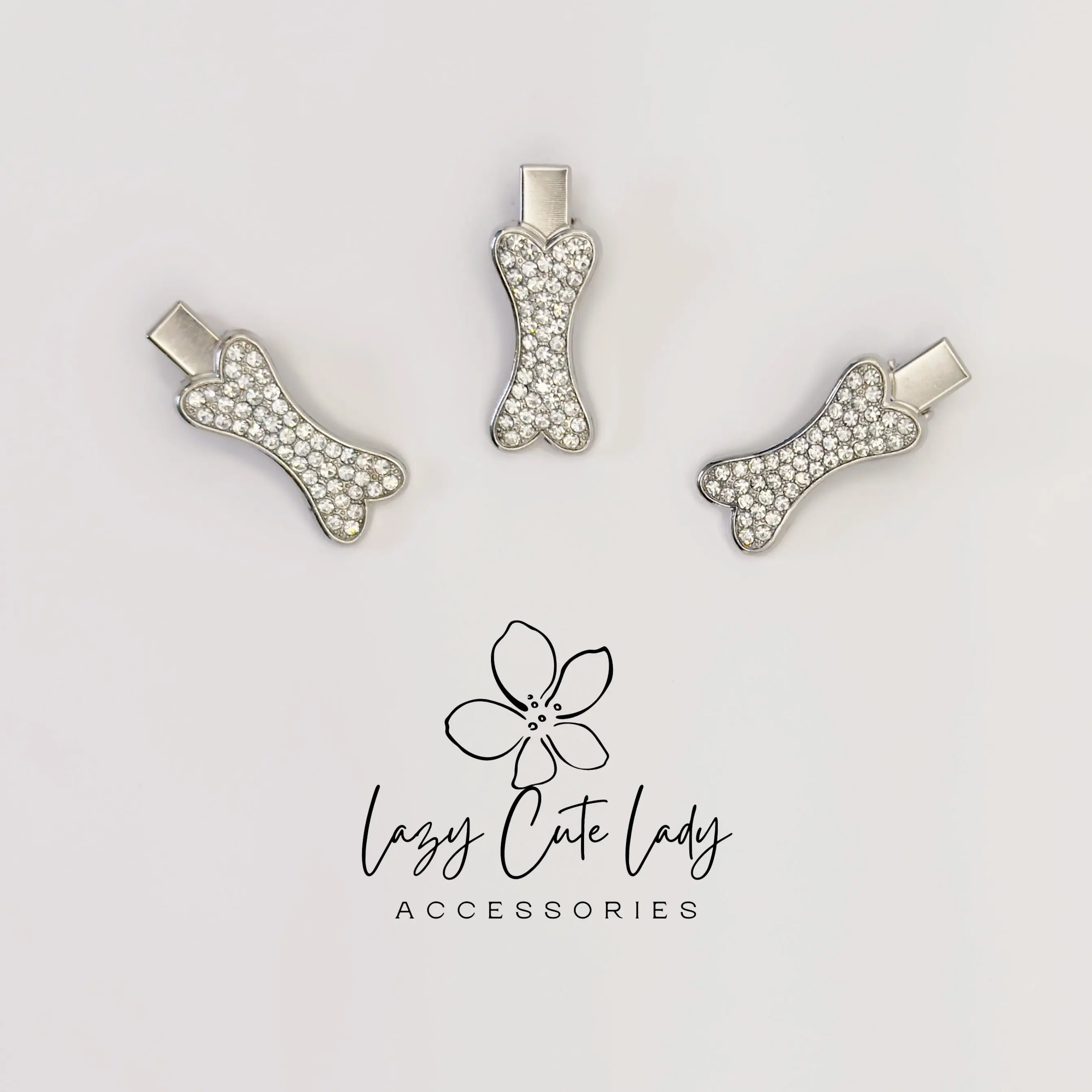 Mini Sparkle Bone Hair Clip – Crystal Dog Bone Barrette for Pet Lovers