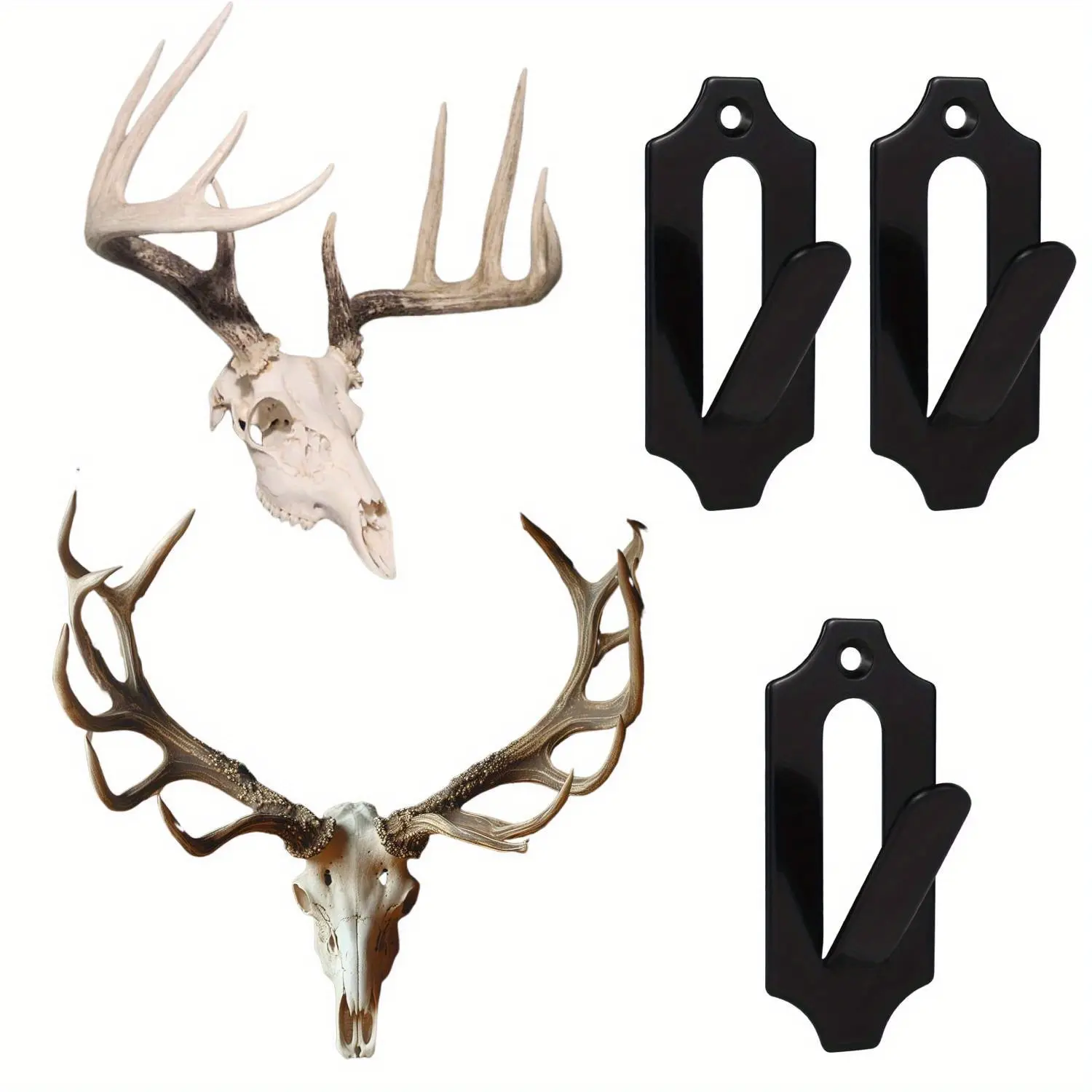3Pcs Deer Skull Mount Hanger,Euro Wall Mount Skull Hanger for Deer Head and Other Smaller Skulls,with Easy Install Kit for Indoor Outdoor,DIY Hand Tools Kits,Springtok
