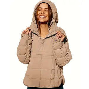 Women's loose down jacket, quilted bat sleeve pullover, autumn and winter long sleeved lightweight warm topRAIMENTRY