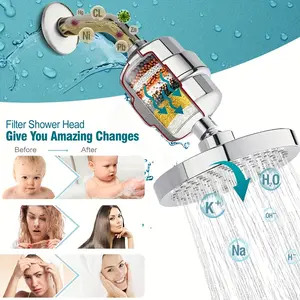 High-efficiency Rain Shower Head and Hard Water Filter, Bathroom Soft Water Shower Head, 20-stage Shower Filter Removes Chlorine and Harmful Substances