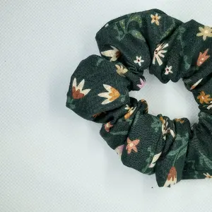 Green Floral Cotton Scrunchie Casual hair accessory