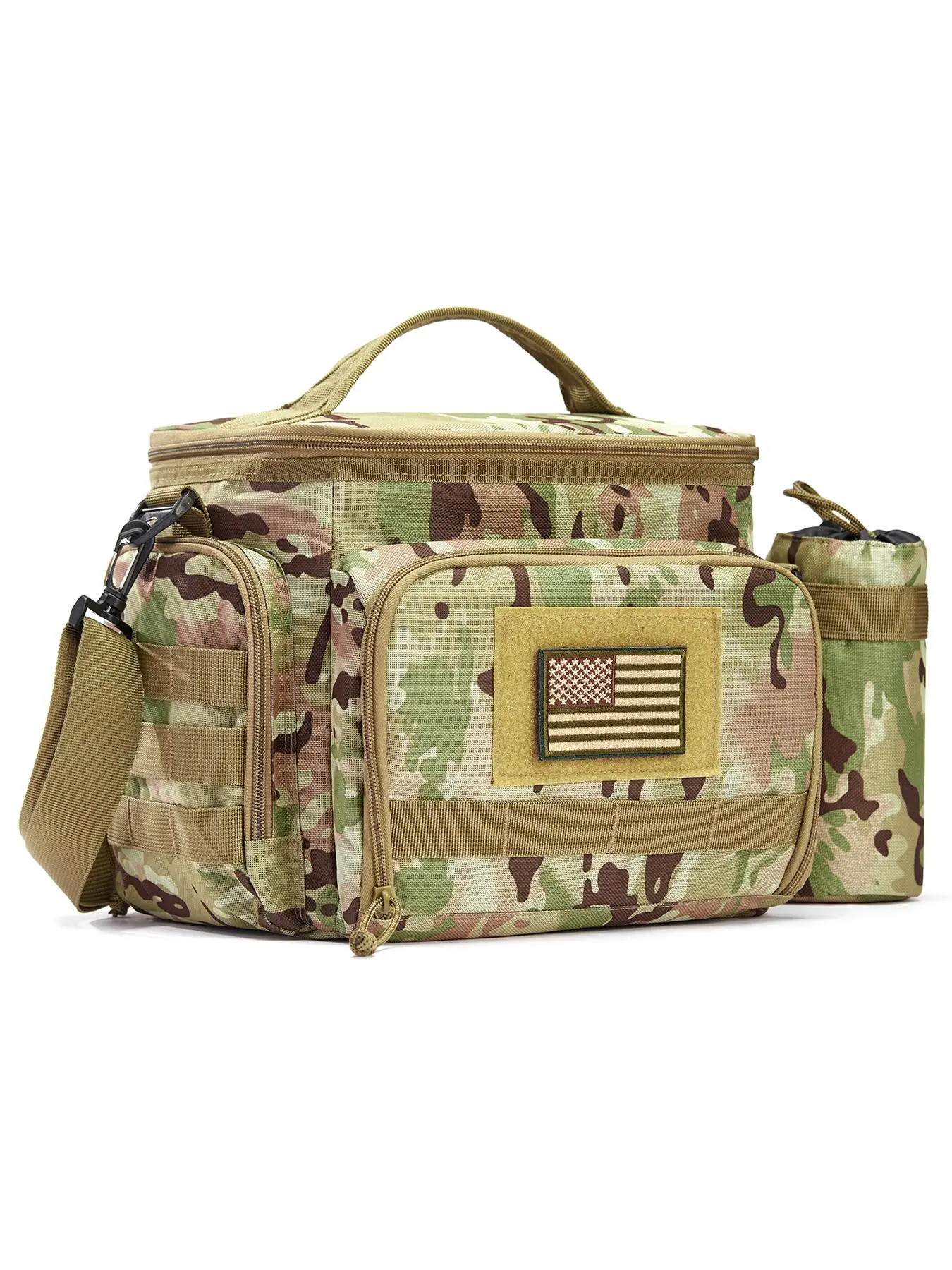 Tactical Lunch Bag, Large Capacity Insulated Lunch Box, Water Bottle Pouch Lunch Box for Men, Waterptoof and Leakproof Easy-clean Lunch Bag for Work,