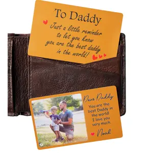 Personalized Daddy Wallet Card – Custom Double-Sided Photo Metal Wallet Insert, Meaningful Father’s Day Gift for Dad from Kids