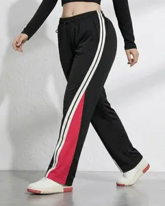 Women’s Summer Colorblock Casual Stretch-Waist Pants — Spring/Summer Straight-Leg Casual Trousers, New Fashion Lightweight Breathable Contrast Striped Design for Everyday Wear — Women’s Bottoms
