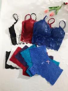 10 Pieces Everyday Bra Set Exquisite Lace Beautiful Back Seamless Suspender With Chest Cushion Detachable Bra And Panty Sets For Women Plus Size Essentials Collection Multi-Function