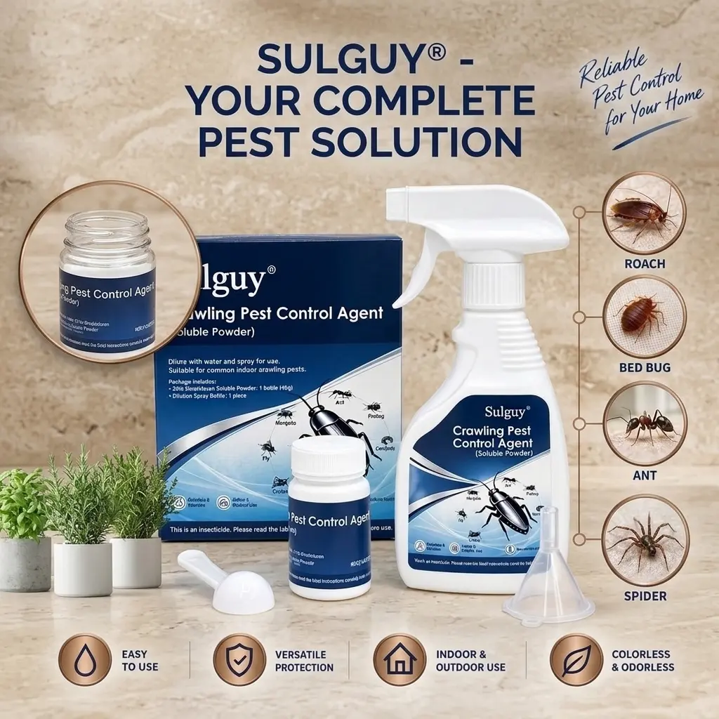 Sulguy Crawling Pest Control Spray Kit - 1-Gallon Solution-Making Soluble Powder with Dinotefuran, Odorless, Indoor-Outdoor Use for Cockroaches, Ants, Spiders, Fleas