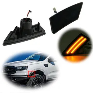 2pcs For 2019 2020 2021 2022 Ford Ranger Smoke Lens LED Front Side Marker lamps Parking Lights Strip,Replace OEM KB3Z13A565A KB3Z13A565B