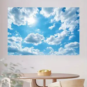 2D Flat, 2D Flat Banner, 1pc Blue Sky and White Clouds Photography Backdrop - Perfect for Weddings, Birthdays, Outdoor Celebrations, and Home Decor - Fresh Summer Scenery Wall Cloth in Various