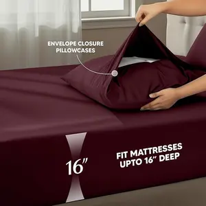 4 Piece Microfiber Sheet Set, Deep Pocket Fits up to 16", Flat Sheet, Fitted Sheet, 2 Pillowcases, Breathable, Twin Full Queen King | Utopia Bedding