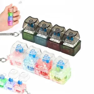 2 Pack Keyboard Fidget Keychain with LED Lights,Keyboard Fidget Toy,Keyboard Button Finger Clicker