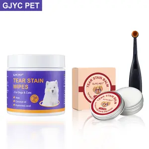 GJYC PET Pet Tear Stain Protection Cream with Professional Brushing for Dog and Cat Eye Care, Natural Anti-Tear, Gentle Cleaning, Removes Tear Stains from Dogs and Cats, Remarkable Effect Without Irritation Calming dog tear stain remover