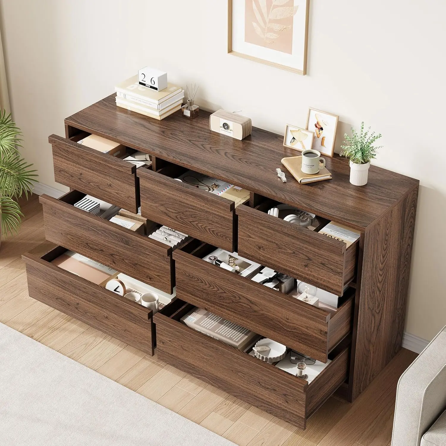 Dressers for Bedroom, Freestanding Horizontal Drawer with Storage, Wooden Closet Chest Storage for Living Room