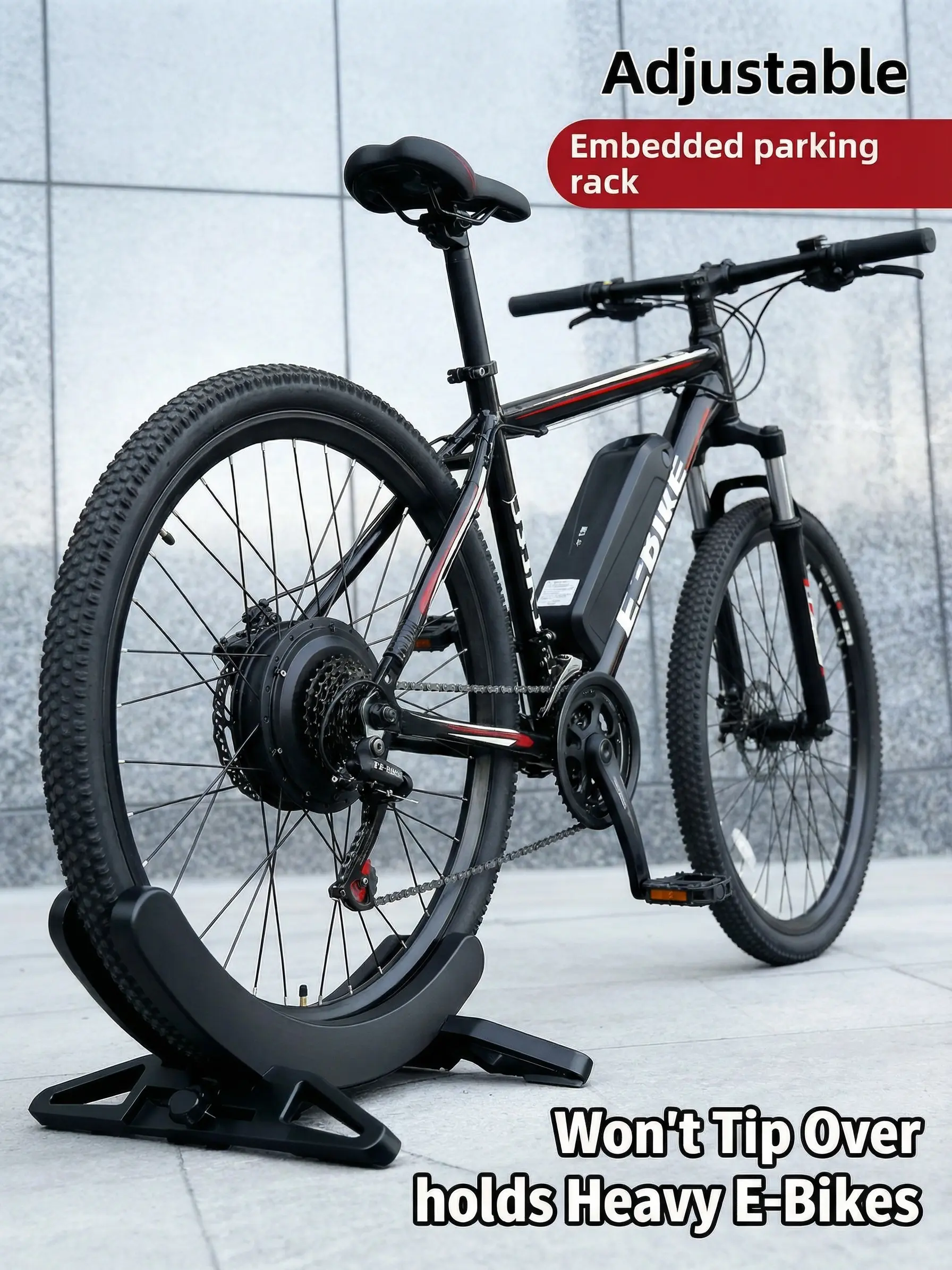 Heavy Duty Bike Floor Stand for E-Bikes & Fat Tires – Wide Tire Bicycle Parking Rack for Garage & Home Storage