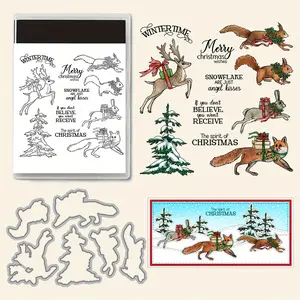 Cute Animals Like Running Deer and Rabbits Transparent Stamps and Cutting Dies, Suitable for DIY Crafts Scrapbooking, Album Decoration Paper Card Making, Handmade Gift Blessing Birthday Thank You Cards!