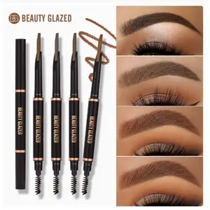 Beauty Glazed Dual-Ended Automatic Eyebrow Pencil & Powder, Long-Lasting Smudge-Proof Makeup Brush Set for Beginners, Eyebrow Define Powder, Eyebrow Makeup Products