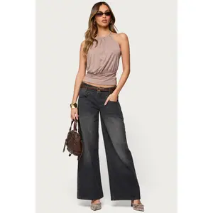 Charlize Stitched Washed Low Rise Baggy Jeans