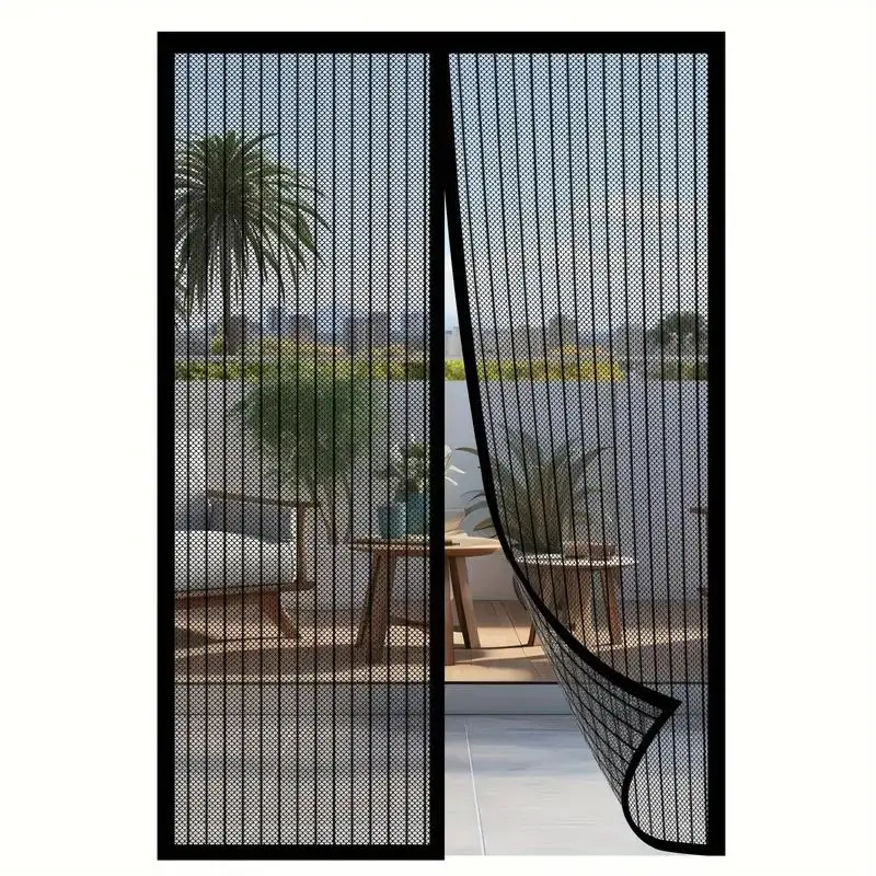 Magnetic Screen Door, Durable Nylon Mesh Curtain, Pet Friendly Mesh Divider Door, Magnetic Closure, Home Decor Supplies, Barn Door Design, Decorative, Modern, Mesh Zipper Doors