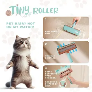 Tiny Pet Hair Remover, Reusable Lint Roller for Cats and Dogs, Mint Green and Rose Gold, Multi-Surface Fur Removal Tool
