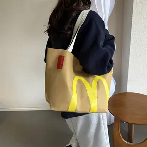 McDonald's bags Casual Canvas Backpack  Classic Funny McDonald's bags Retro Paper Bag Large Capacity Backpack Cute Personalized Shoulder Notebook day