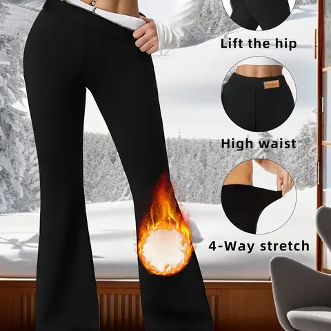 Women's High Waisted Fleece-Lined Leggings - Tummy Control Body Sculpt Gym Workout Pants, High Waisted Yoga Fitness Training Pants for Cold Weather, Back to School Sportswear
