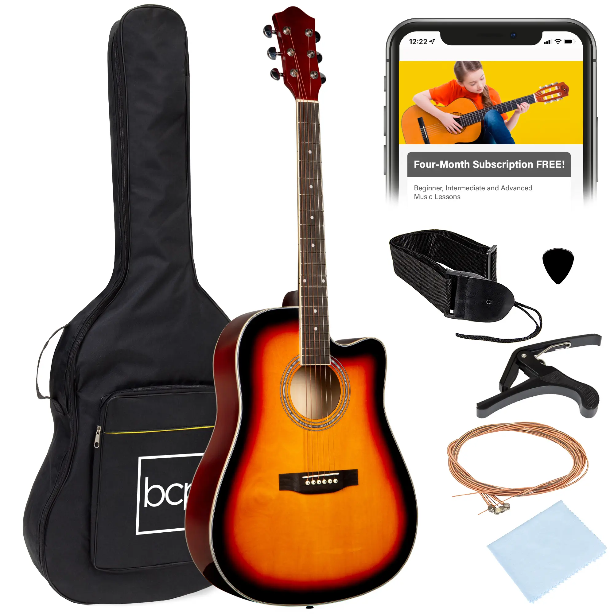 Best Choice Products 41in Full Size Beginner Acoustic Guitar Set with Case, Strap, Capo, Strings Best Choice Products 41in Full Size Beginner Acoustic Guitar Set with Case, Strap, Capo, Strings