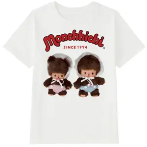 Monchhichi Since 1974 Cute Couple Graphic T-Shirt Unisex - Vintage Graphic Tee – Unisex S-3XL – Menswear & Womenswear – Streetwear Tops – Casual Cotton Crewneck Shortsleeve T-shirt
