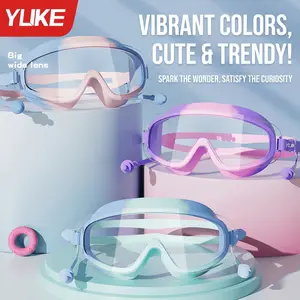 YUKE Kids Swim Goggles and Cap Set Anti-Fog Wide View No Leak with Attached Earplugs for Boys Girls Pool Essentials