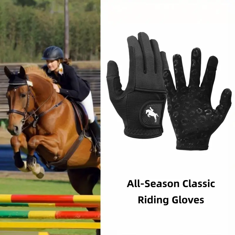 1 Pair Non-slip Equestrian Gloves, Breathable Horse Riding Gloves with Reinforced Palm, Lightweight Durable Gloves for Men Women, Ideal for Horseback Riding, Training and Daily Use
