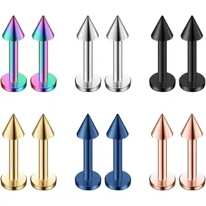 12-20PCS 20G Surgical Steel Labret Monroe Lip Ring Tragus Helix Earring Stud Piercing Jewelry
