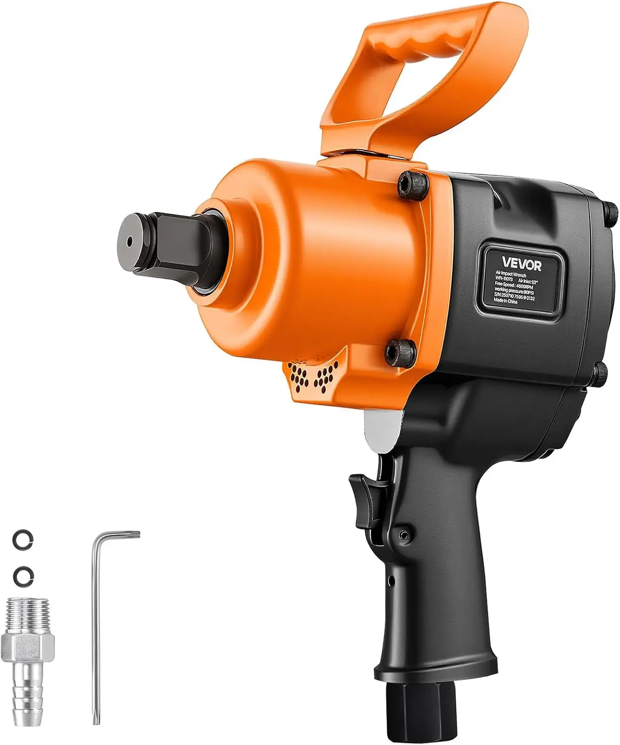 VEVOR 1 Inch Aluminum Alloy Air Impact Wrench, 1200 ft-lbs Nut-Busting Torque Twin Hammer Pneumatic Gun, 16.4 lbs Lightweight with Double Handles for Heavy Duty Bolts/Nuts Repairs