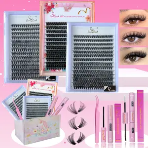 800PCS with 30P 40P 60P Natural Cluster Eyelash Kit with Bond Seal Remover Applicator lash brushes, Eyelash Glue, Natural individual cluster lash extension,perfect for home lash diy eyelash extension for everyday use and make up