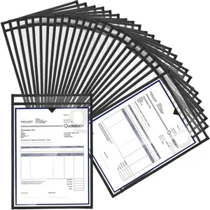 56 Pack 10 x 13.8 Inch Reusable Dry Erase Plastic Job Ticket Holders Sheet Protectors Teacher Supplies for Office Classroom Organization Black