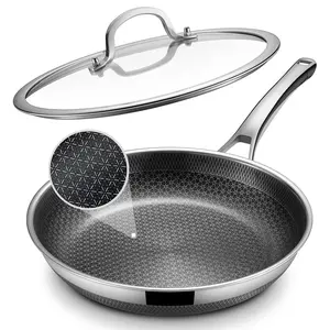 Non Stick Frying Pans, 12-inch with Lid, Hybrid Frying Pans Nonstick Upgrade,non stick Skillets Stainless Steel, Dishwasher & Oven-Safe, Induction Compatible Cooking Pan, PFOA Free Cookware