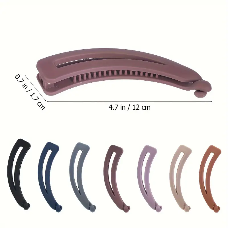 Banana Hair Clips, 7-Piece Large Vintage Frosted Plastic Set for Women with Strong Grip for Thick, Curly, and Straight Hair, Frosted Look, Thick, Curly, Straight Hair