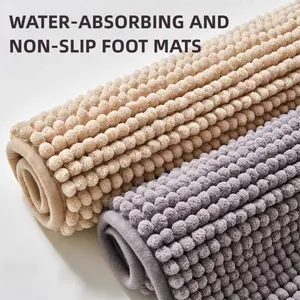 Luxury Chenille Bath Mat – Soft Absorbent Non-Slip Rug for Bathroom – Short Pile Quick-Drying Door Mat with Backing